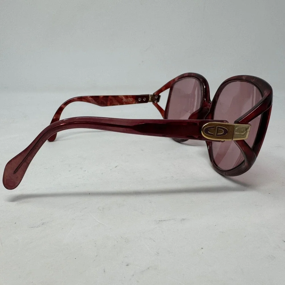 Vtg Christian Dior Oversized Butterfly Sunglasses Burgundy Marbled Frames Only - Picture 6 of 11